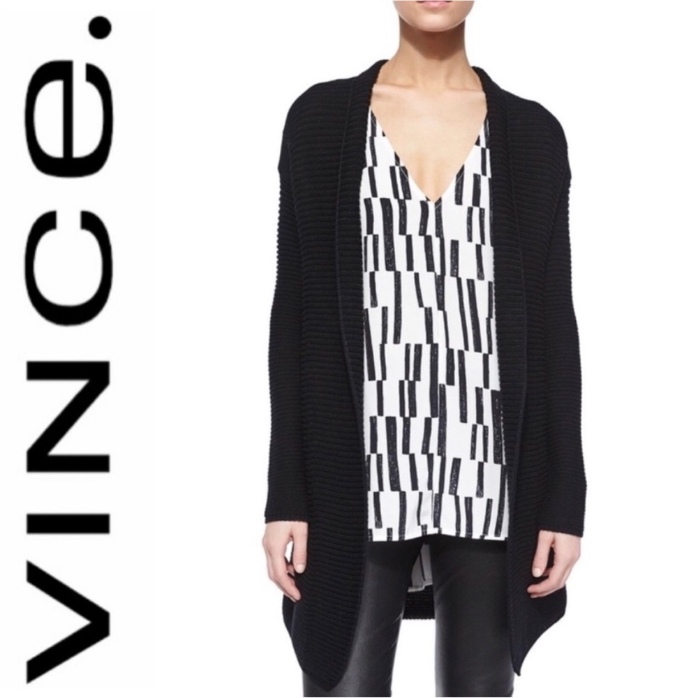 VINCE 100% Cotton Ribbed Open Cardigan XS